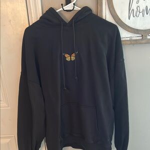 Black Hoodie with Butterfly Embroidery